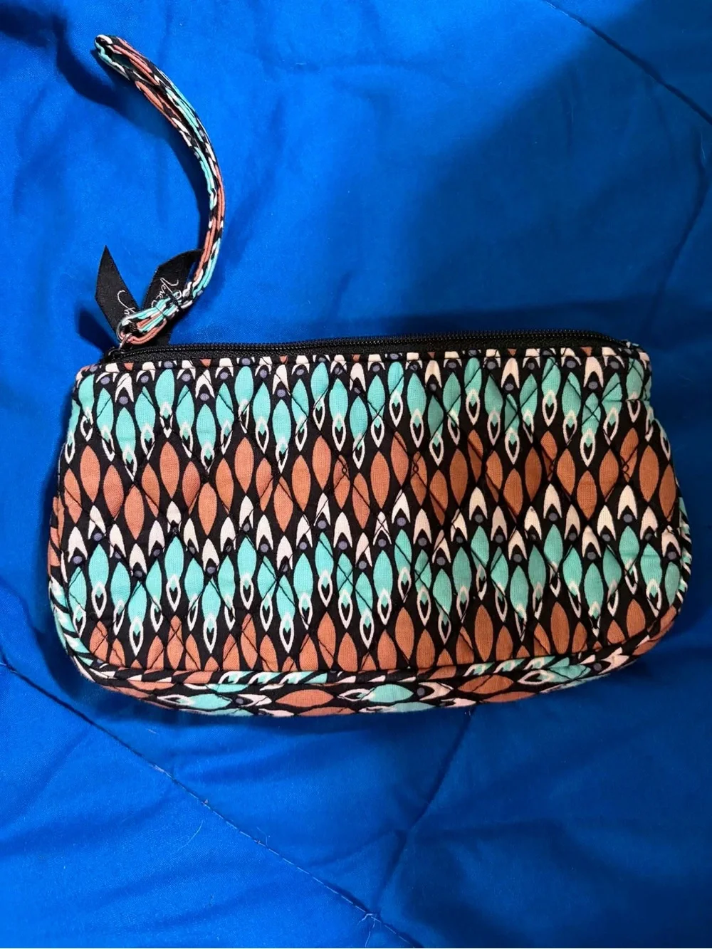 Vera Bradley Orange, Aqua & Black Patterned Cosmetic Bag Set